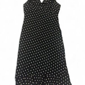 Evan Picone Vintage Black Dress with Cream Polka Dots